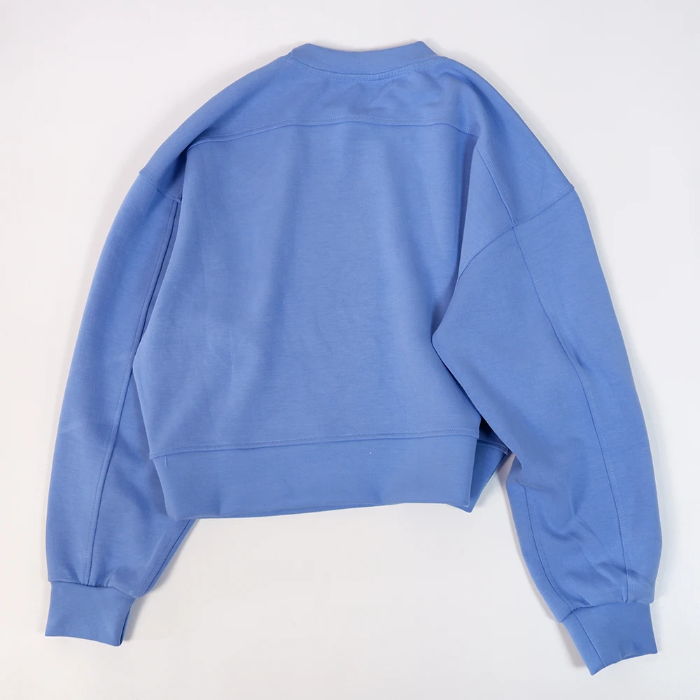 Quick drying yoga clothes women's short high waist round neck sweater long sleeve spandex loose high elastic sports fitness slim women workout jackets