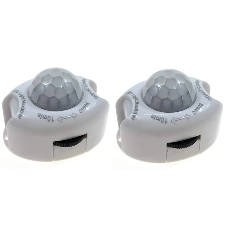 

2X PIR Infrared Motion Sensor Detector DC5-24V Auto On Off Timer Switch Home LED Light Body PIR Motion Sensor Lamp White