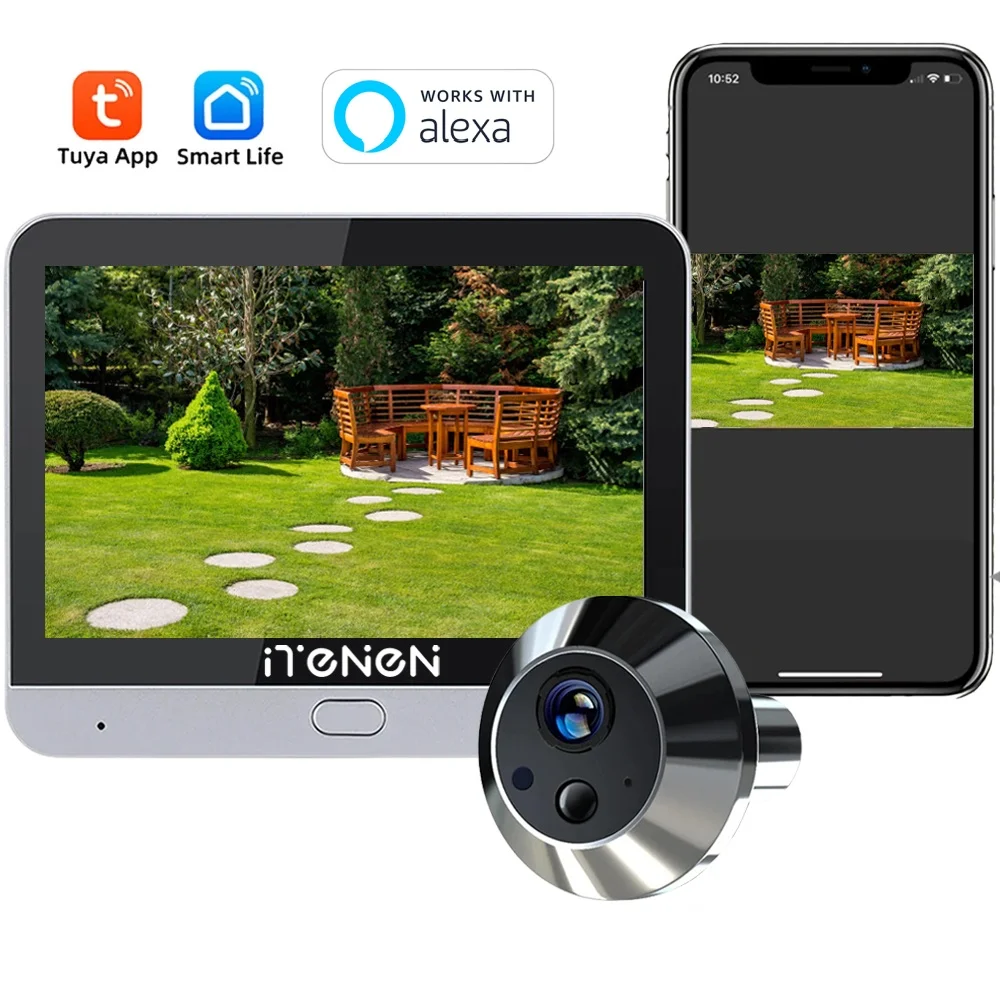 Smart Life seguridad del hogar inalámbrico 2,4G Wifi 3MP Peepholes ojo de la puerta Tuya PIR detección cámara de vídeo de la puerta con pantalla de 4,3 pulgadas