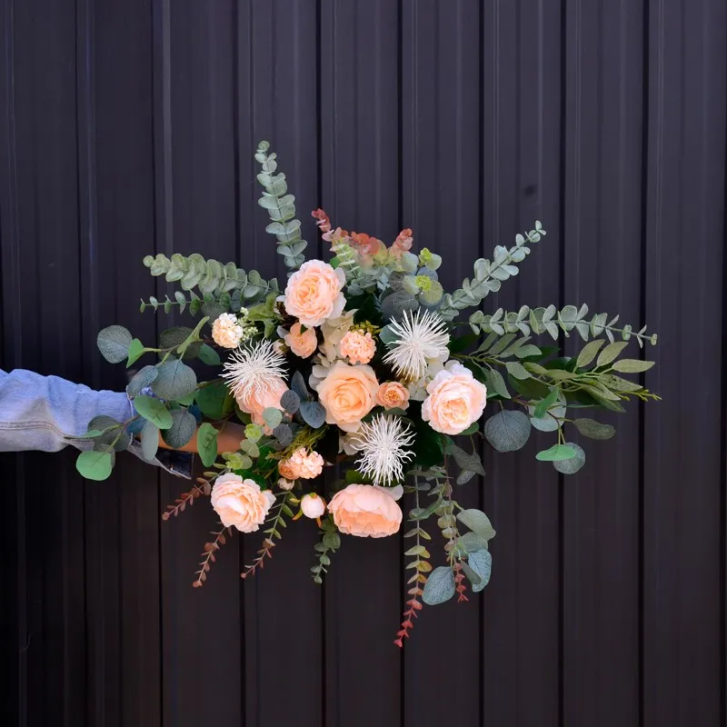 

45cm Dia Artificial Flower Row Arrangement Wall Backdrop Wedding Decoration Road Leading Flowers Fake Plants Photo Props