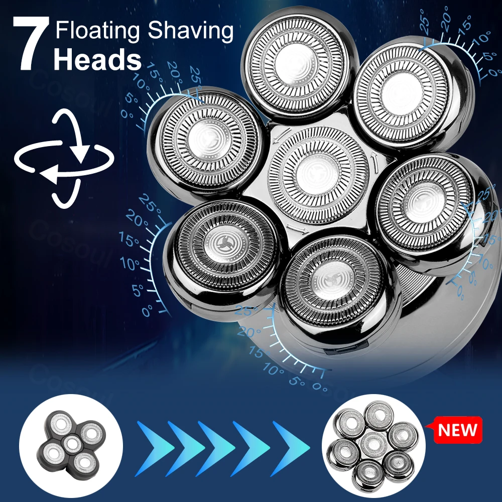 Hair Clipper Electric Shaver Hair Trimmer Electric Razor Rotary Shaver Electrical Rotary Shaver Electric Hair Clipper Cordless Shaver Shaver for Men Electric Shaver Bald Head 5 in 1 Hair Clipper for Bald Man Beard Trimmer Shaving Machine Head Razor 7