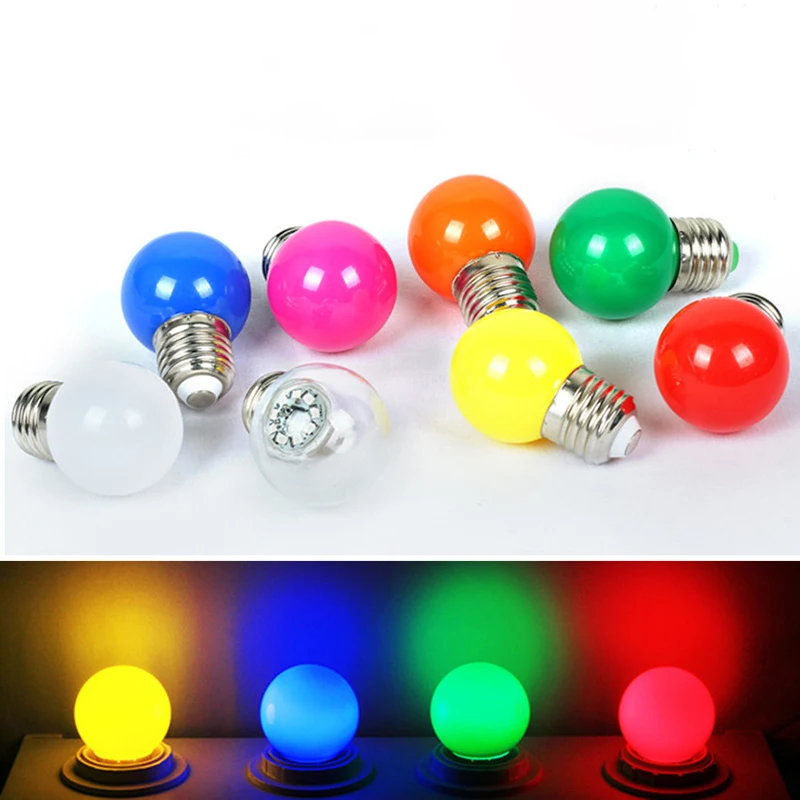

10pcs LED E27 Lamp Colorful 3W 220V Red Blue Green White Yellow Warm RGB blub Energy Saving LED Golf Ball Light G45 Globe Lamp