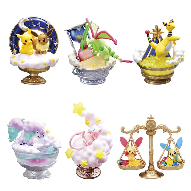 

Pokemon Figure Re-Ment STARRIUM SERIES 2 Ampharos Mew Pikachu&Eevee Flygon Galarian Ponyta Plusle&Minun PVC Toy Gift