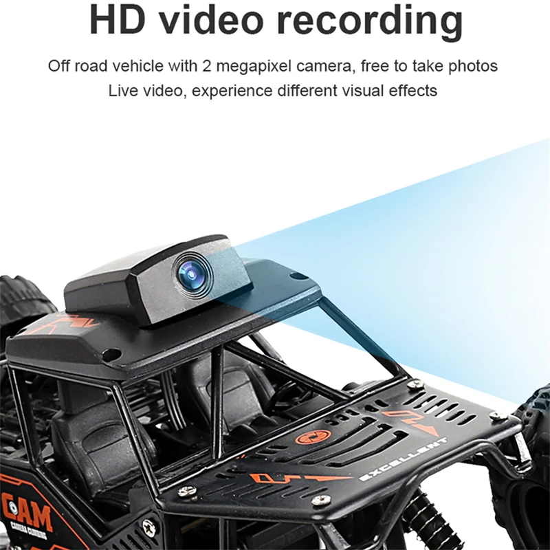 1/18 RC카 Hd 카메라 합금 리모컨 트럭 앱 제어 4Wd 오프로드 차량 전기 장난감, 남아용 어린이 선물