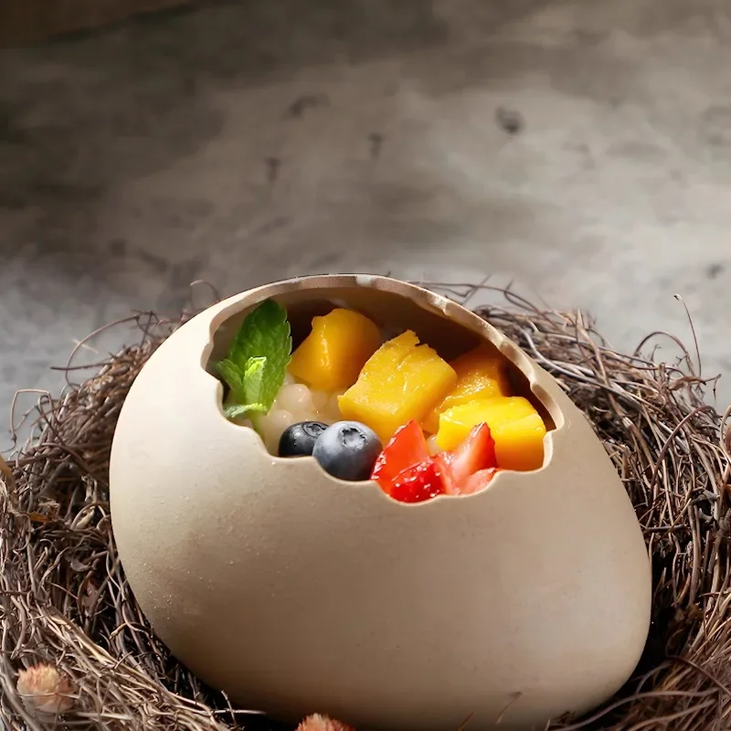Bird's Nest Egg Ceramic Bowl Cold Drink Barbecue Creative Special Artistic Conception Dish Dessert Molecular Cuisine