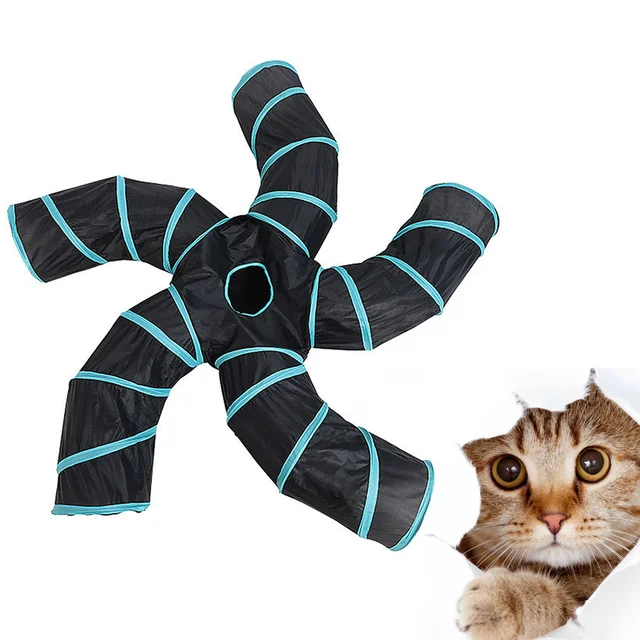 Foldable Cat Tunnel Toy 5 Ways Interactive Playing Tube Pet Game Tunnels Durable Polyester Playpen For Kitten 2