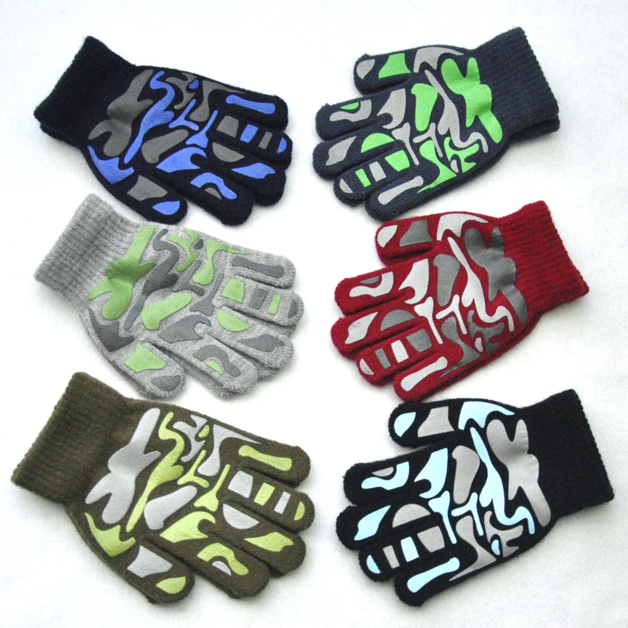 Children Camouflage Anti Slip Winter Knitted Warm Gloves For 4-10Y Boys Girls Student New Mittens Outdoor Cycling Skiing Gloves 5