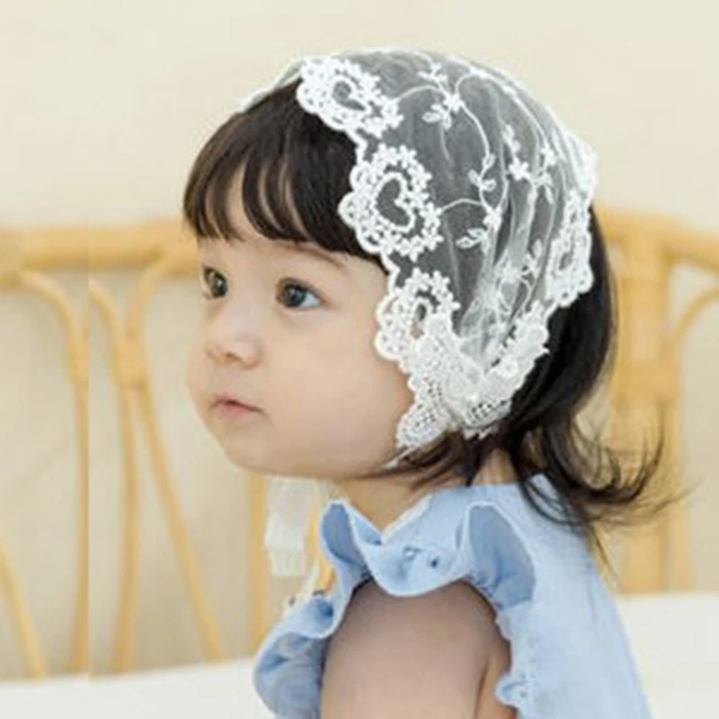 Lace Embroidery Baby Girl Headbands Summer Breathable Mesh Kids Hair Bands for Newborn Infant Princess Adjustable Headwear