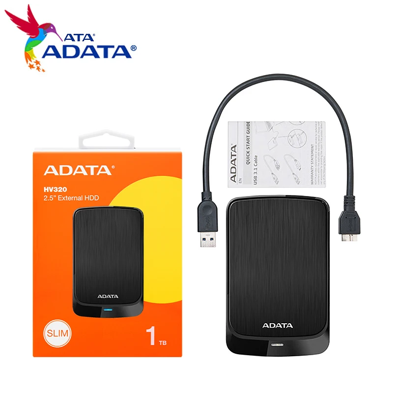 ADATA HV320外付けハードドライブ HDD USB 3.2 スリムハードディスク
