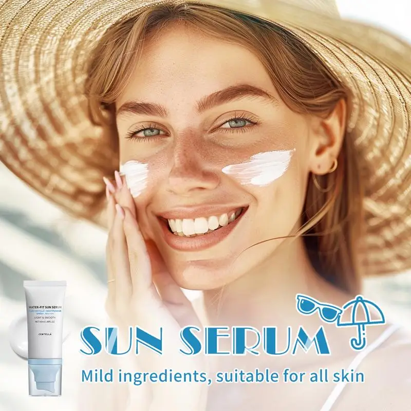 Facial Sunscreen Sunscreen Cream Sunscreen SPF 50 Centella Asiatica No Sticky Refreshing Sunscreen 50ml Essence for Dry Oily Sensitive Skincare