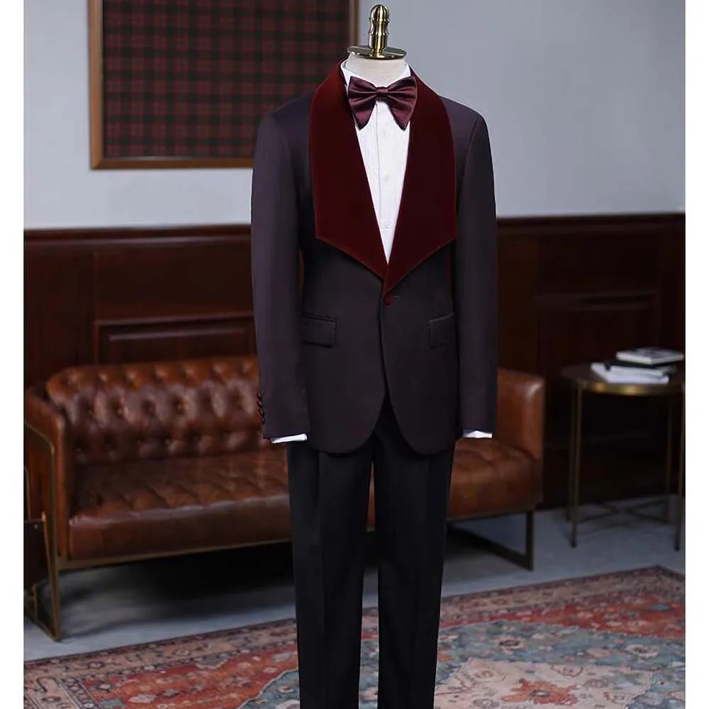 

Мужской Блейзер на одной пуговице, с отложным воротником и шалью