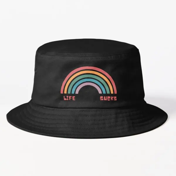 

Live Sucks Rainbow Bucket Hat Bucket Hat Boys Outdoor Black Sport Women Sun Spring Hip Hop Fashion Summer Fish Caps Casual