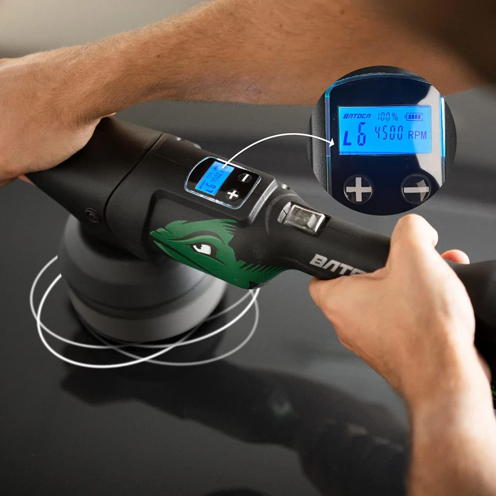 BATOCA S2 Cordless Polisher Car Buffer Polisher with 2pcs 5Ah Batteries LCD Screen Display 2000- 4500 RPM Smart Tool car polisher