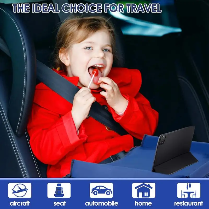 Car Backseat Tray Portable Road Trip Foldable Kids Lap Tray with Adjustable Straps Car Accessories