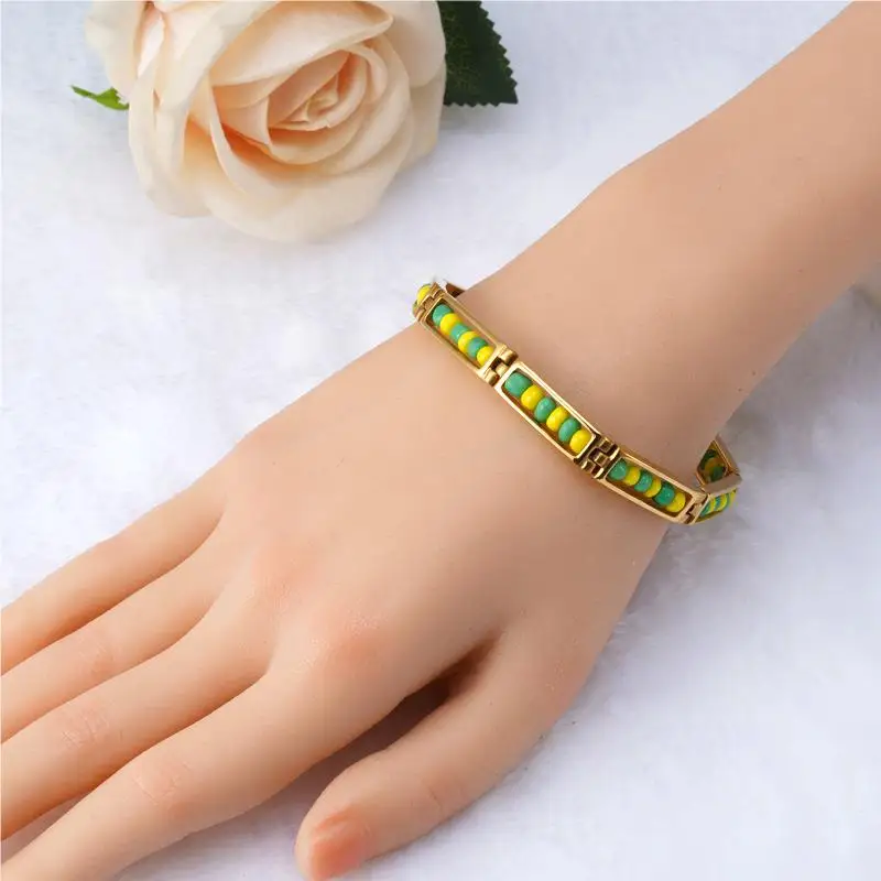 G&D New Arrival Stainless Steel Ourla Oshun Santeria Bracelet Mix Beads Babalawo Bangle For Women/Men Protection Jewerly Gift 5