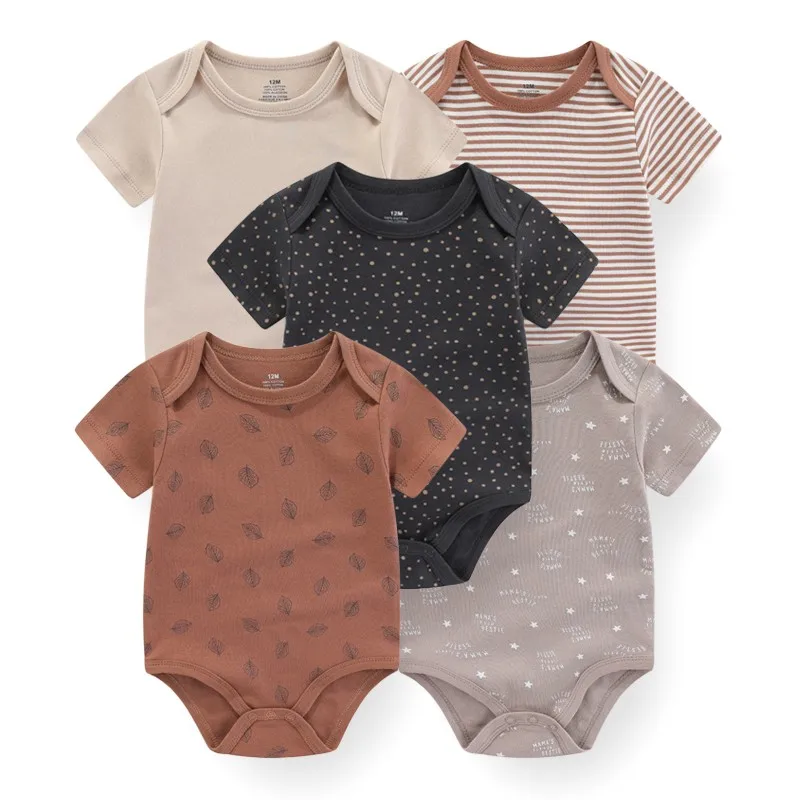5 piece Soft Cotton Cartoon Short Sleeve Onesies 1