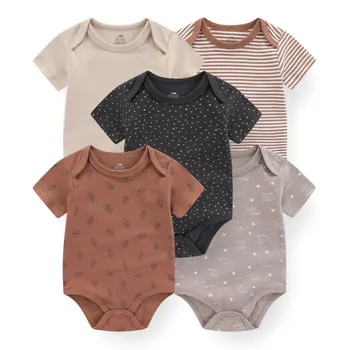 5 piece Soft Cotton Cartoon Short Sleeve Onesies 1