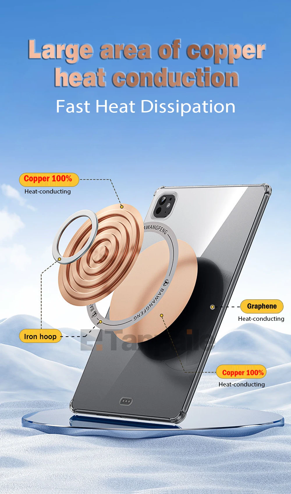 Premium Magnetic Copper Cooling Tablet Case - Heat Dissipation & Soft Shockproof Protection