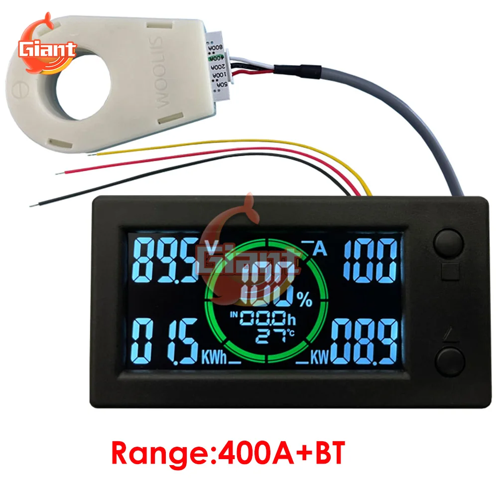 

Battery Monitor DC 5-120V 50A 100A 200A 400A Battery Tester Voltage Current VA Battery Coulomb Meter Capacity Indicator with BT