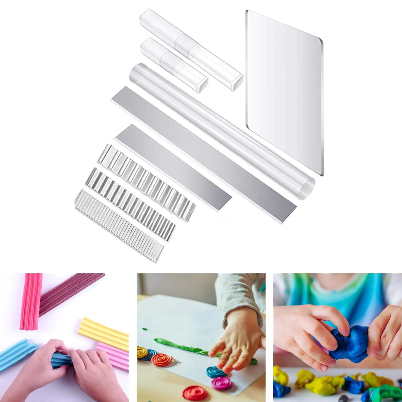 with Acrylic Roller Acrylic Sheet Clay Roller Set 9Pieces Sculpture Making Sculpting, Straight and Wave Craft Clay Tools