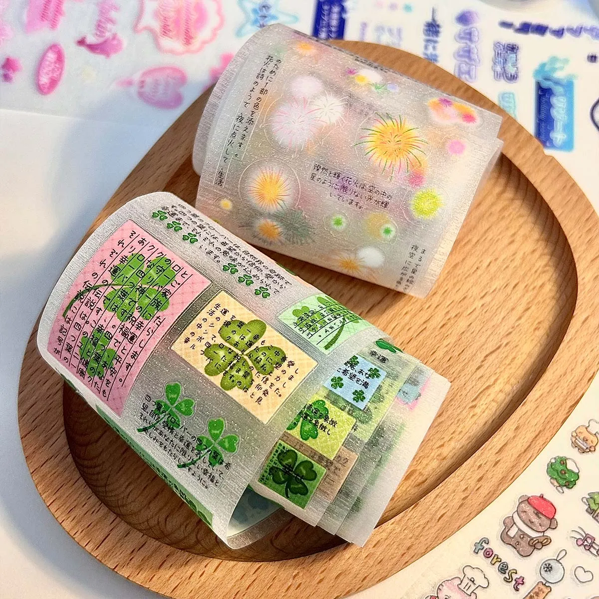 Lucky Clover Text Elements Scrapbooking Decorative Stickers PET Sticker Tapes Sand Glitter Washi Tape stickers scrapbooking supplies adhesive tape