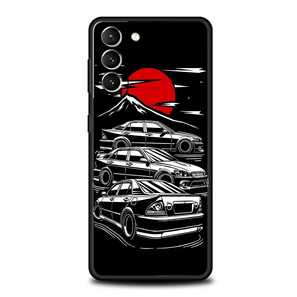 Japanese JDM Sports Car Black Silicone Phone Case