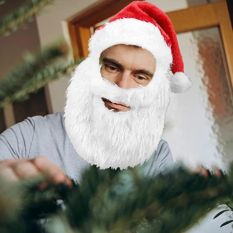 Ho Ho Ho! Spread Christmas Cheer with Santa Claus Beard and Hat Set-Red-28x65cm