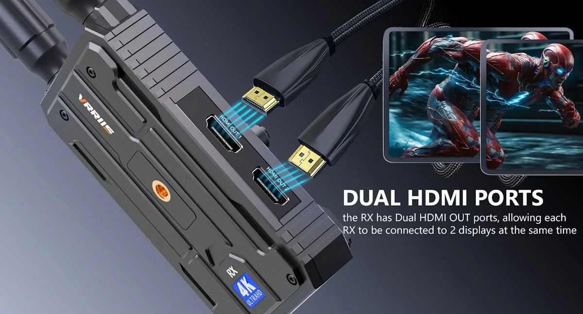 WL097P 4K Wireless Transmission Audio Video Transmitter and Receiver Dual HDMI E