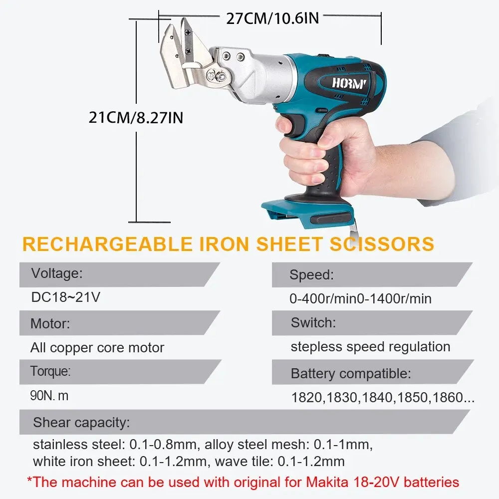 Hormy Cordless Electric Iron Scissor Metal Cutting Tools Iron Shear Sheet Replaceable Carbon Steel Cutter For Makita 18V Battery 4