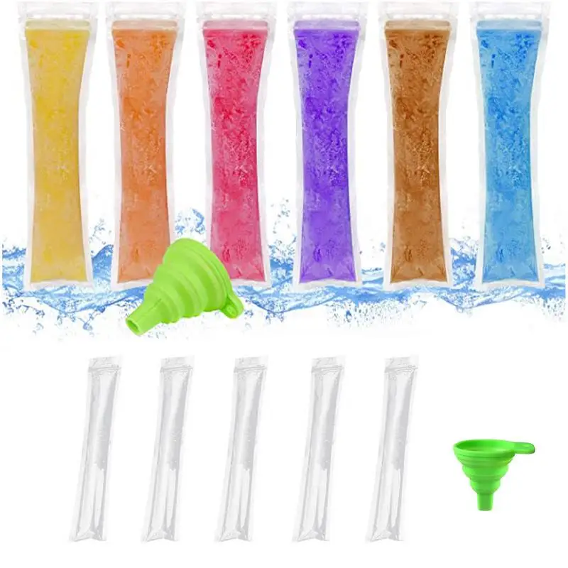 

Poopsicle Zip lock Bag with Silicone Funnel Disposable Ice Poopsicle Mold Bags Homemade Ice Lolly Bags Kitchen Accessories