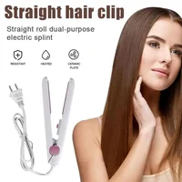Mini Hair Straightener Clipboard Small Power Plug Curling Hair Straight Hair Girls Air Bangs Portable Hair Straightener 2