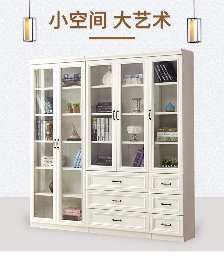 

Bookcase Bookcase Glass Cabinet Combination Modern Minimalist File Cabinet with Door Small Apartment Space Saving