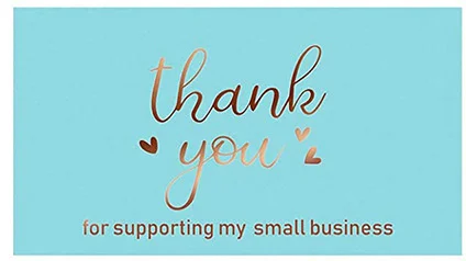 50 Pcs Blue Thank You For Supporting My Small Business Card Reflective Laser Cards Greeting Postcard For Online Retail Shopping