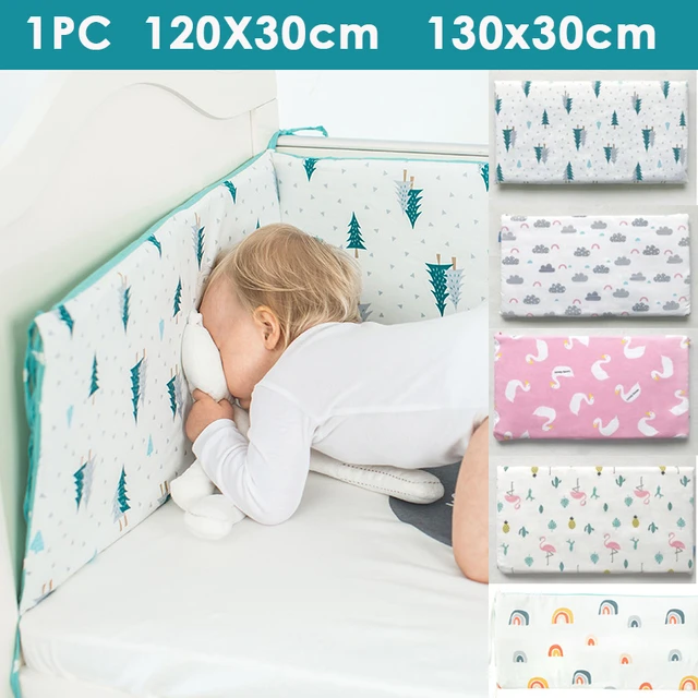Baby Bed Crib Bumpers Cotton Printed Newborn Cot Bumper Pads Breathable  Infant Long Pillows Cradle Cushion - AliExpress