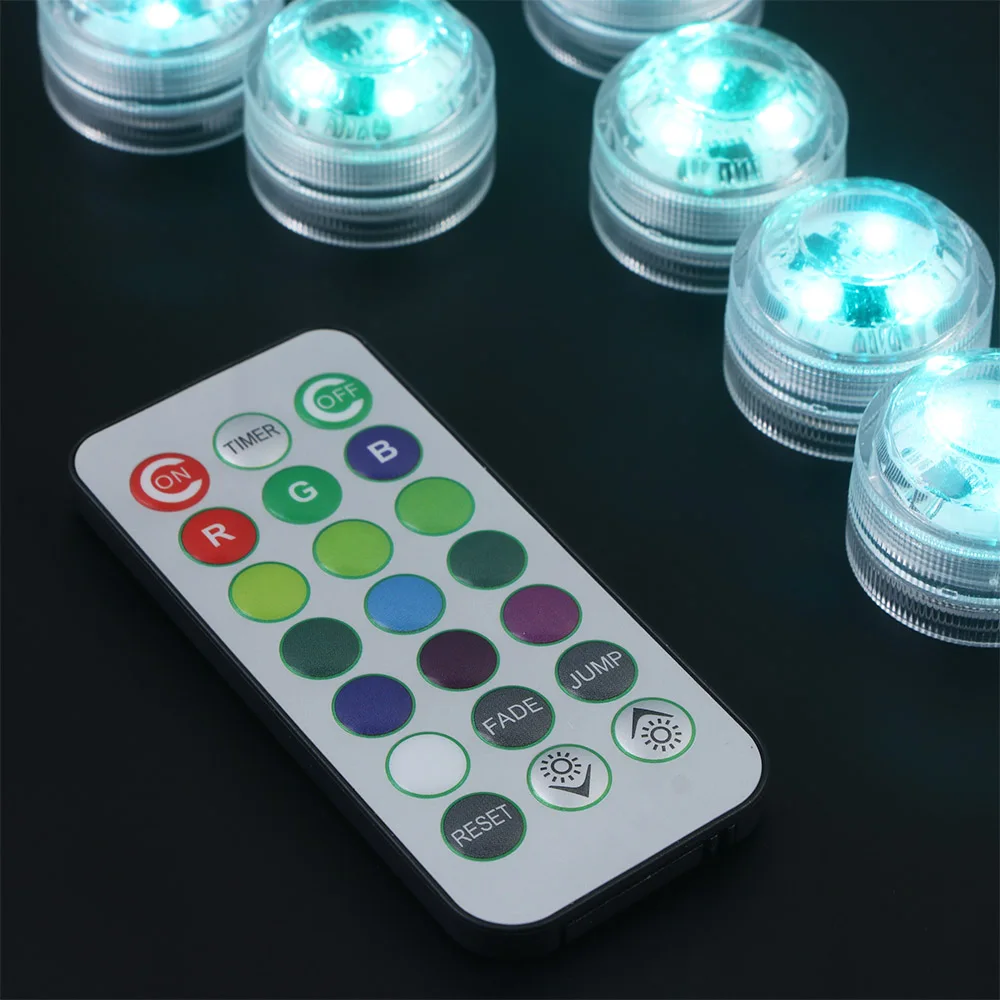 LED Light Remote Control Night Lights For Wedding Tea Light Hot Tub Pond Pool Bathtub Aquarium Party Vase Decor 5