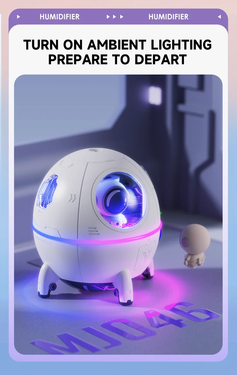 Description Picture 5 of itemMuziso Home Portable Air Humidifier USB Perfume Maker Sprayer Essential diffuser Night Light Cold Mist space capsule