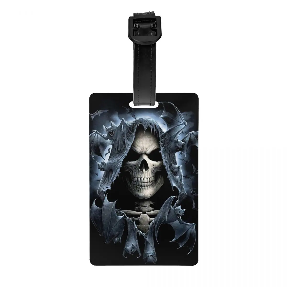 

Custom Horror Gothic Skeleton Death Skull Luggage Tag With Name Card Privacy Cover ID Label for Travel Bag Suitcase