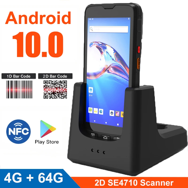 RUGLINE Octacore Android 10 Mobile Data Collector 1D 2D Barcode Scanner IP67 Rugged Handheld PDA UHF RFID Reader with 4G RAM 64G 2d bluetooth barcode scanner usb 2 4g wireless bluetooth barcode reader with charge base