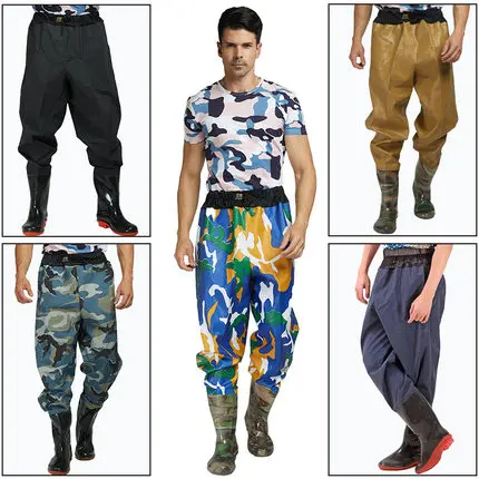 

Multifuctional Wader 75s Waist high Fishing Waders With Wading Pants Boots Nylon + PVC Fishing Gear Boot Outdoor B575