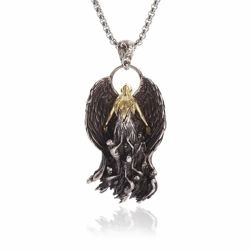 Collar De Alas De ángel Para Hombres, Collar Con Colgante De Cruz De