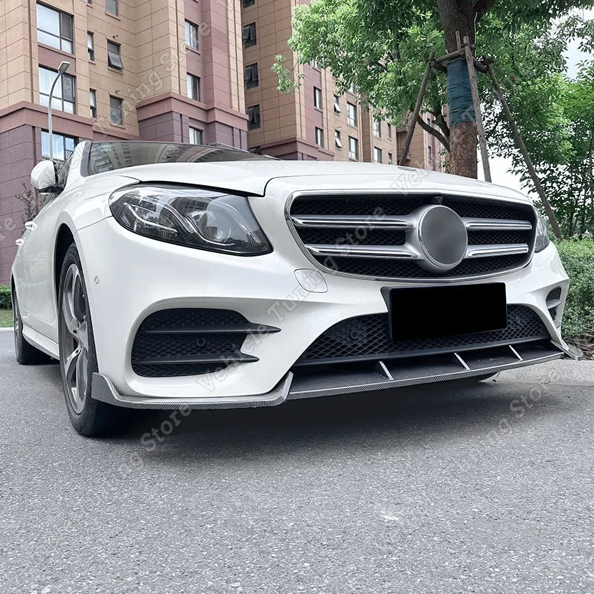 Car Front Bumper Lip Front Shovel Exterior Canard Splitter For Mercedes Benz E Class W213 E260 E300 E43 AMG 2016-2020 ABS