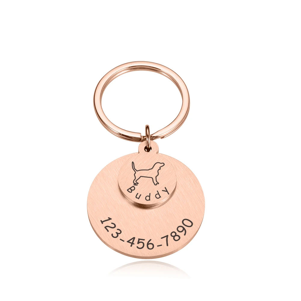 Personalized Pet ID Tags I AM MICRO CHIPPED Anti-lost Engraved Pets ID Name Plate for Cats Puppy Dog Collar Tag Pendant Keyring 