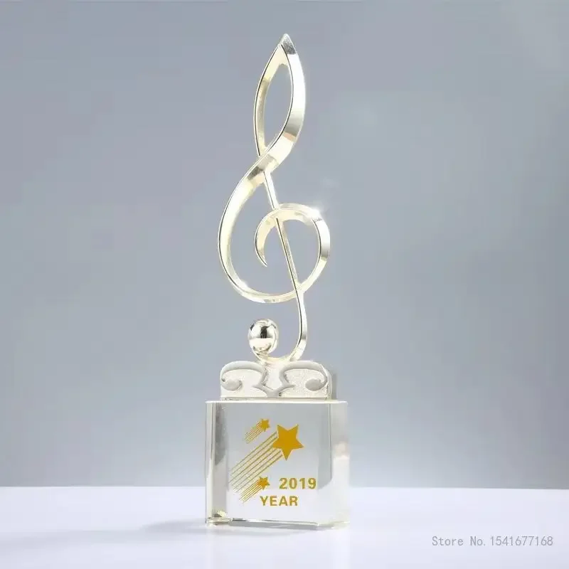 Customized Music Notation Crystal Trophy Lettering Medal Excellent Singer, Speech, Competition, Award, Gold, Silver, Copper, 1Pc