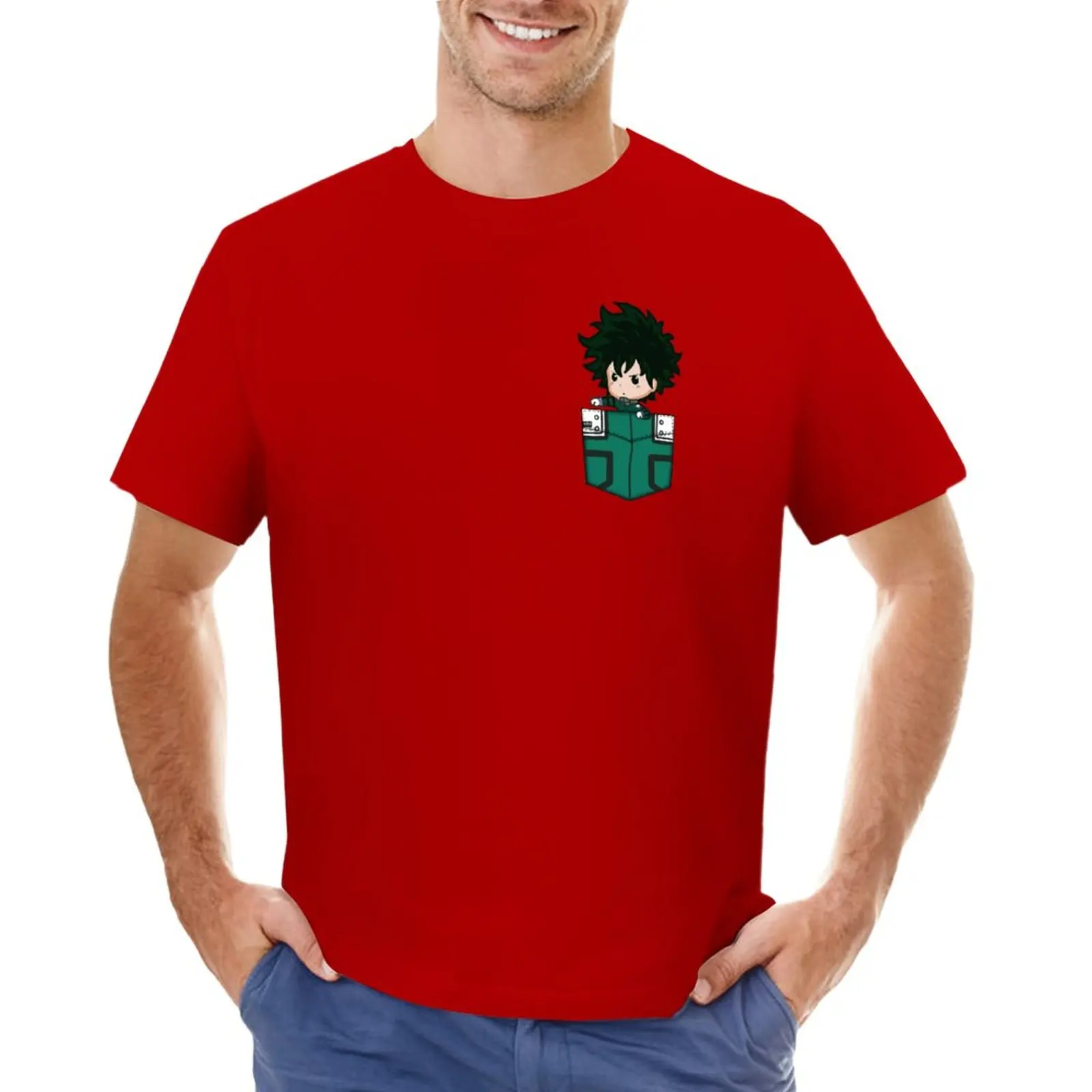 

Midoriya Pouchie Shirt - In Pocket T-Shirt anime aesthetic clothes boys animal print black t shirts for men