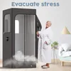 Full Sized Steam Sauna Room, Nylon Black 2.6L 1000W Steamer with Chair+remote Control+foot Massager, Indoor Portable Sauna Room 4