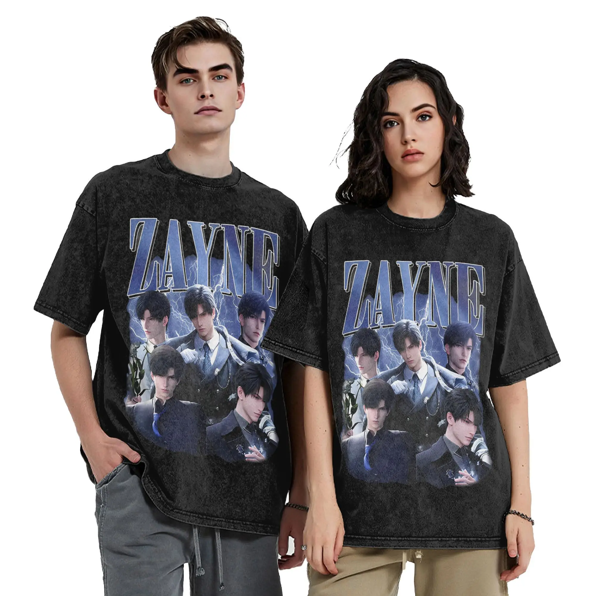 Übergroßes gewaschenes T-Shirt, lustiges Mädchen-Abendessen, ZAYNE, grafische Liebe und Deepspace-Baumwoll-T-Shirts, T-Shirt für Paare, Sommer-T-Shirts – Detail 1