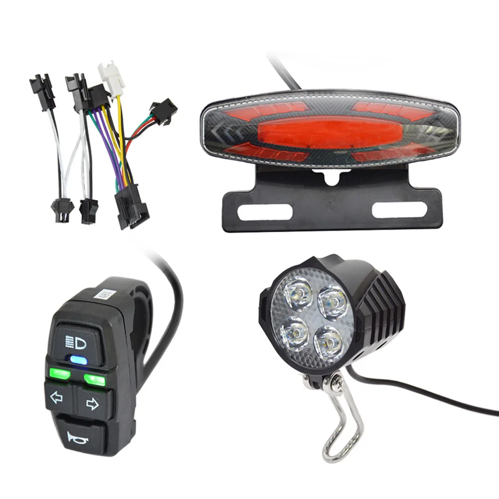 

36V/48V Ebike Headlight Tail Lights Lamp Electric Bicycle Turn Signal Light For Low-speed Brake 90-120 Decibels Horn Components