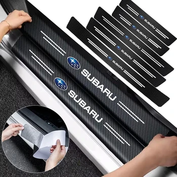 1/4/5Pcs Car Door Sill Plate Sticker Anti-scratch Decals For Subaru STI XV Forester BRZ Smart Crosstrek Legacy Levorg Mpreza WRX 1