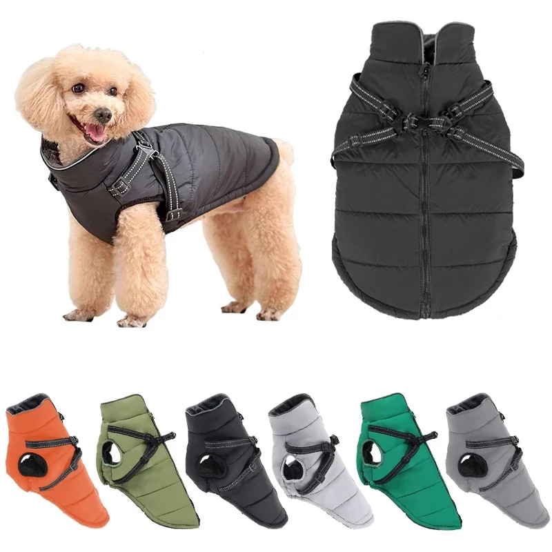PetDogClothesHarnessWaterproofDogJacketVestWinterWarmDogs