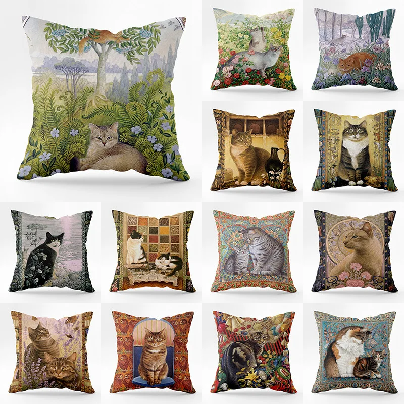 

45x45cm Old -style retro cat pillow sleeve sofa pillow case poszewka boho dakimakura pillow cover pillow covers decorative